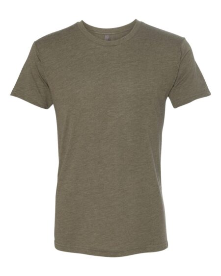 Front view of a green Next Level 6010 unisex triblend T-shirt