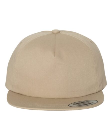 Khaki YP Classics five-panel snapback cap with flat bill