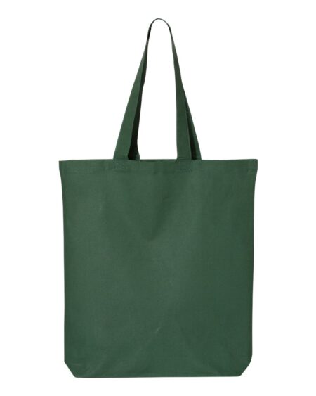 Forest green cotton tote bag with long handles