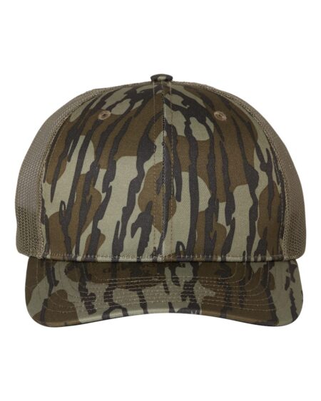 Camo Richardson 112P printed trucker cap with pre-curved bill