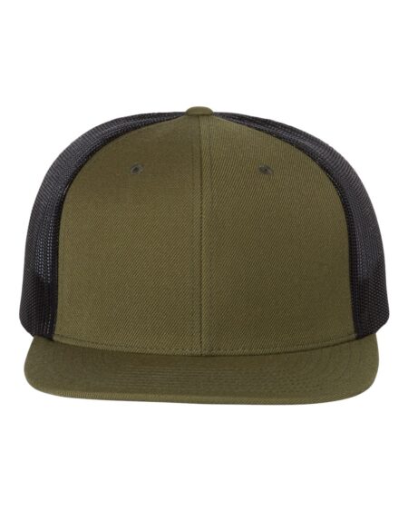 Loden and black Richardson 511 trucker cap with flat bill