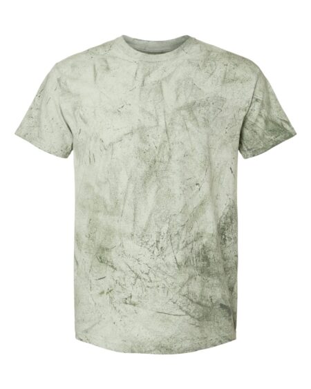 Front view of a garment-dyed Colorblast heavyweight T-shirt