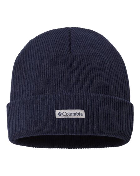 Columbia Whirlibird cuffed beanie with rectangular logo patch