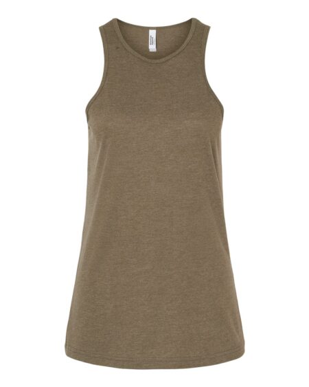 Front view of the American Apparel women's CVC racerback tank in Heather Army