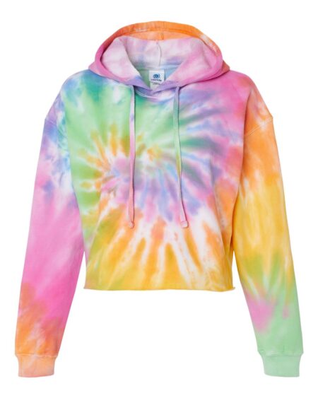 Colortone 8333 Women’s Tie-Dyed Crop Hooded Sweatshirt