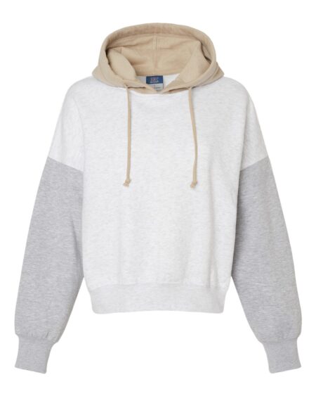 MV Sport W23716 Women’s Sueded Fleece Colorblocked Crop Hooded Sweatshirt