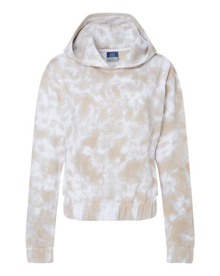 MV Sport W23718 Women’s Sueded Fleece Tie-Dyed Crop Hooded Sweatshirt