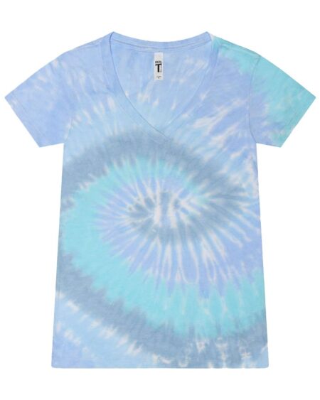 Colortone 1075 Women’s Tie-Dyed V-Neck T-Shirt