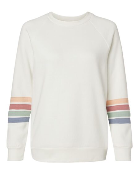 MV Sport W23152 Women’s Striped Sleeves Crewneck Sweatshirt