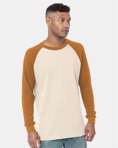 Bayside 8211 Men’s USA-Made Heavyweight Waffle Knit Thermal Raglan T-Shirt
