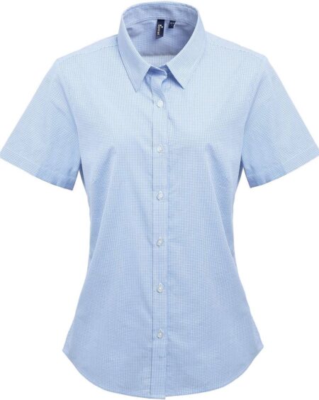 Artisan Collection by Reprime RP321 Women’s Microcheck Gingham Short Sleeve Cotton Dress Shirt