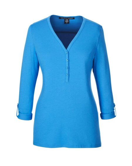 Devon & Jones DP186W Women’s Perfect Fit™ Y-Placket Convertible Sleeve Knit Top