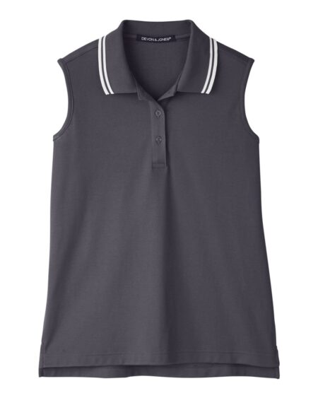 Devon & Jones DG20SW Women’s CrownLux Performance® Plaited Tipped Sleeveless Polo