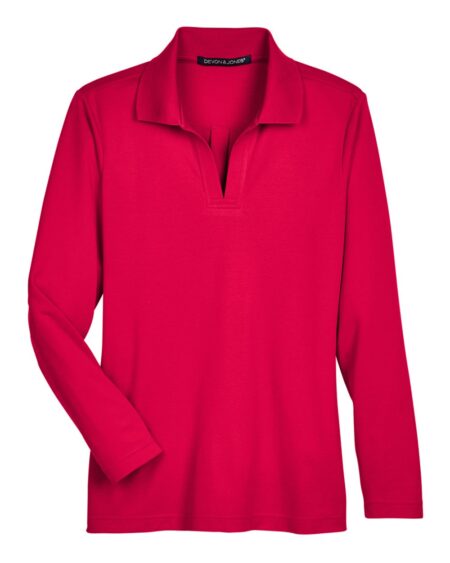 Devon & Jones DG20LW Women’s CrownLux Performance® Plaited Long Sleeve Polo