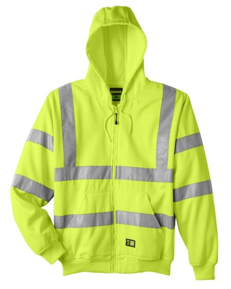 Berne Apparel HVF021T Men’s Tall Hi-Vis Class 3 Lined Full-Zip Hooded Sweatshirt