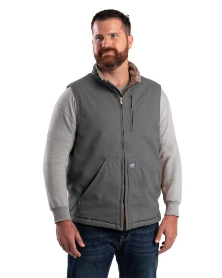 Berne Apparel V818 Men’s Heartland Sherpa-Lined Washed Duck Vest
