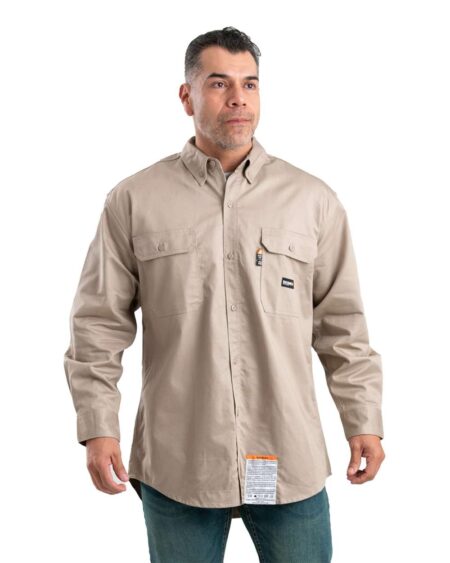 Berne Apparel FRSH10T Men’s Tall Flame-Resistant Button Down Work Shirt