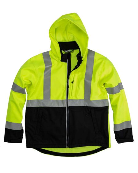 Berne Apparel HVJS206 Men’s Hi-Vis Class 3 Hooded Soft Shell Jacket