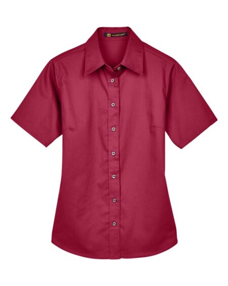 Harriton M500SW Women’s Easy Blend™ Short Sleeve Twill Dress Shirt with Stain-Release