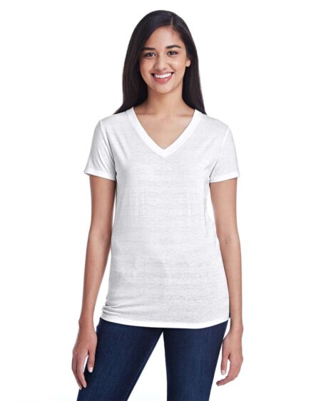 Threadfast Apparel 252RV Women’s Invisible Stripe V-Neck T-Shirt