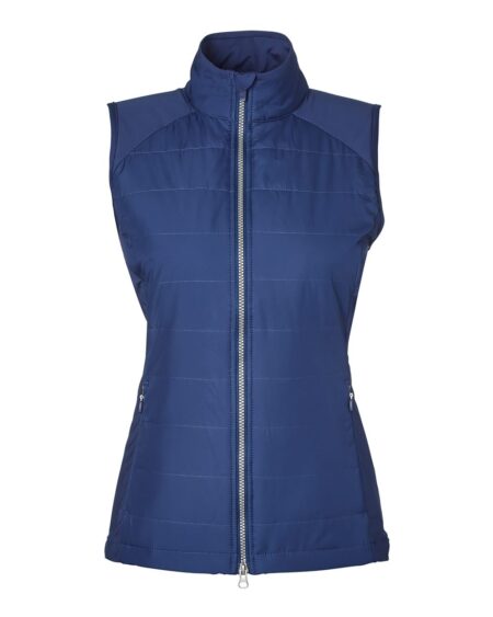 Front view of the Zero Restriction L324L women's quilted hybrid vest