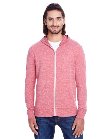 Threadfast Apparel 302Z Unisex Triblend Full-Zip Lightweight Hooded Sweatshirt