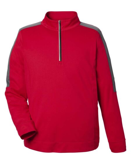 CORE365 CE404 Men’s Market Snag Protect Mesh Colorblock Quarter-Zip Pullover