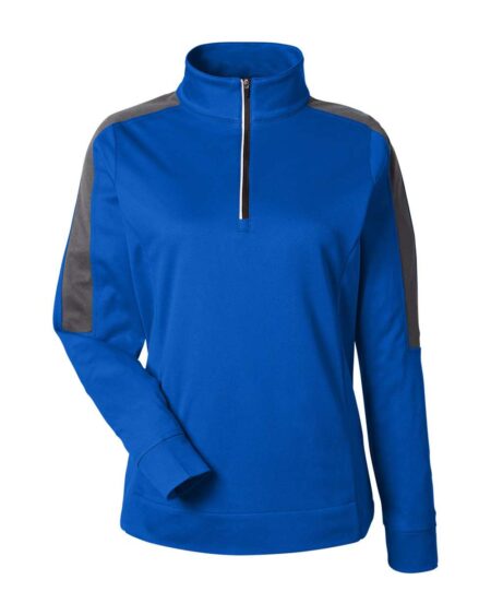 CORE365 CE404W Women’s Market Snag Protect Mesh Colorblock Quarter-Zip Pullover