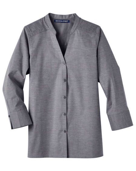 Devon & Jones DG562W Women’s Crown Collection® Stretch Pinpoint Chambra Three-Quarter Sleeve Shirt