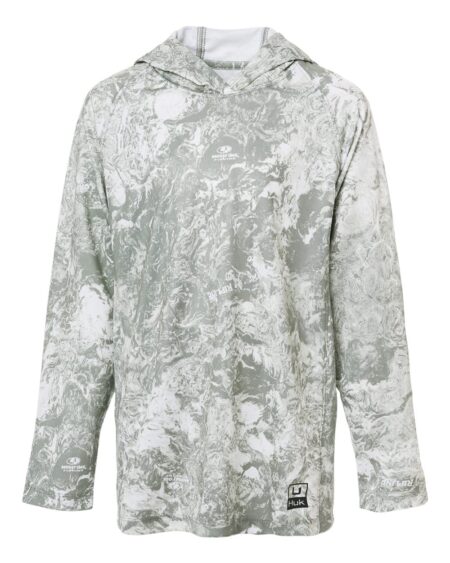 HUK H712L003 Youth Pursuit Mossy Oak Printed Hooded Long Sleeve T-Shirt