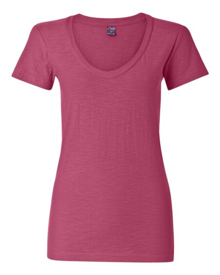J. America 8169 Women’s V-Neck Slub T-Shirt