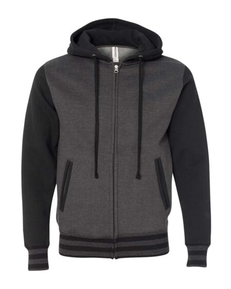 Independent Trading Co. IND45UVZ Unisex Heavyweight Varsity Full-Zip Hooded Sweatshirt