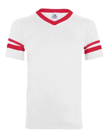 Augusta Sportswear 360 V-Neck Jersey with Striped Sleeves