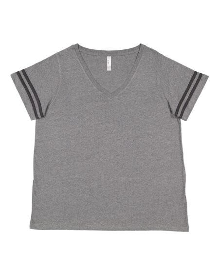 LAT 3837 Women’s Curvy Collection Vintage Football Tee