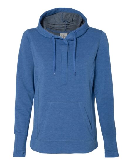 J. America 8431 Women’s Omega Stretch Snap-Placket Hooded Sweatshirt