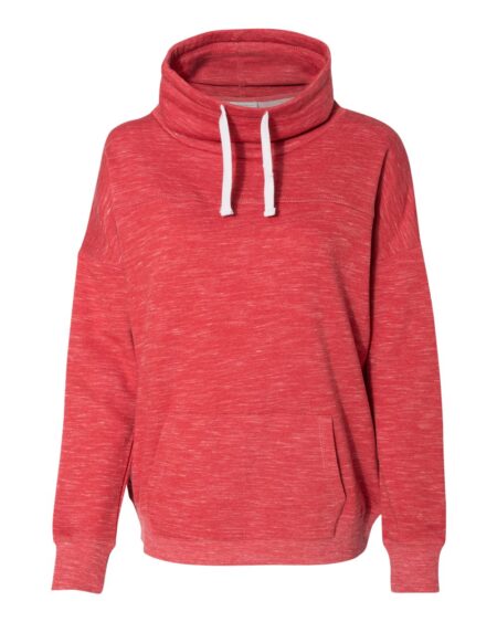 J. America 8673 Women’s Mélange Fleece Cowl Neck Sweatshirt
