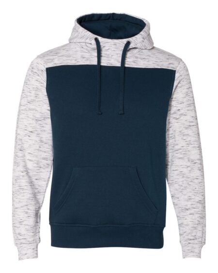 J. America 8676 Men’s Mélange Fleece Colorblocked Hooded Sweatshirt