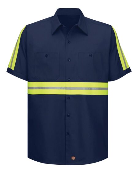 Red Kap SC40E Men’s Enhanced Visibility Short Sleeve Cotton Work Shirt