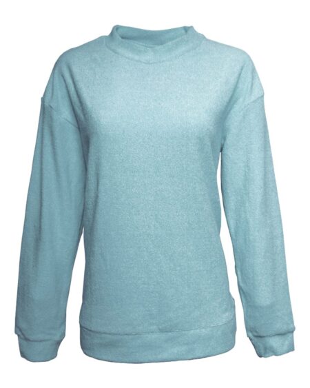 J. America 8428 Women’s Weekend Terry Mock Neck Pullover