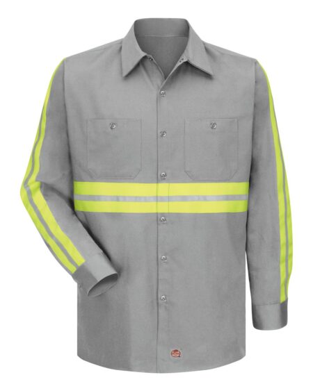 Red Kap SC30ET Men’s Tall Enhanced Visibility Long Sleeve Cotton Work Shirt