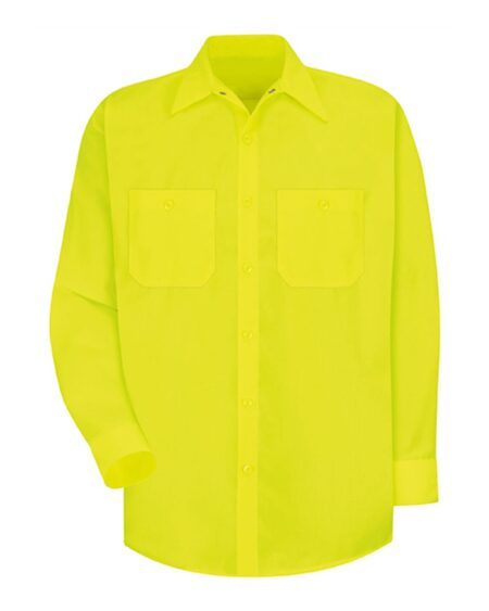 Red Kap SS14T Men’s Tall Enhanced Visibility Long Sleeve Work Shirt