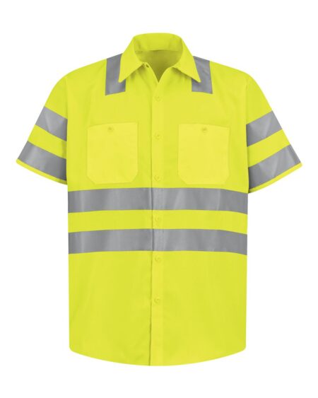 Red Kap SS24HV Men’s High Visibility Safety Short Sleeve Work Shirt