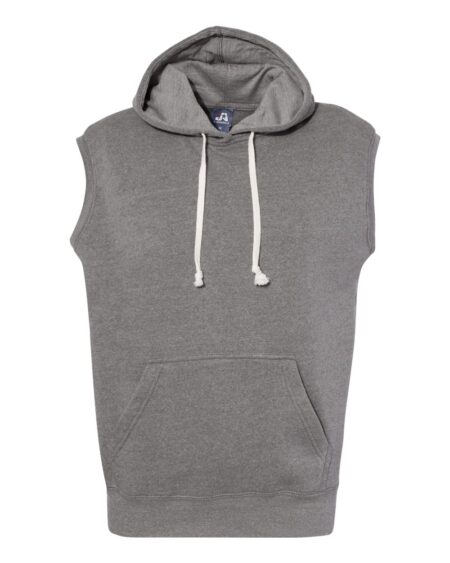J. America 8877 Men’s Triblend Sleeveless Hooded Sweatshirt