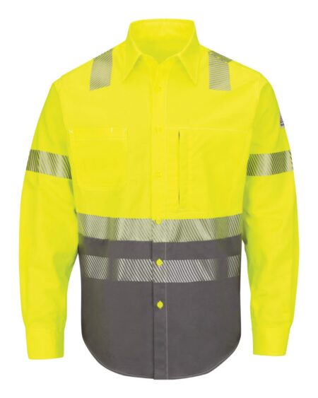 Bulwark SLB4HT Men’s Tall Hi-Visibility Color Block Uniform Shirt – EXCEL FR® ComforTouch® – 7 oz.