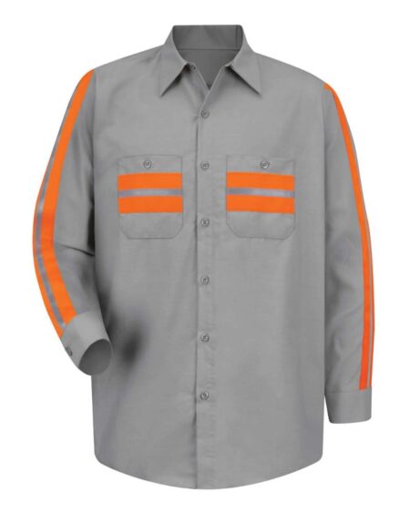 Red Kap SP14ET Men’s Tall Industrial Enhanced-Visibility Long Sleeve Work Shirt