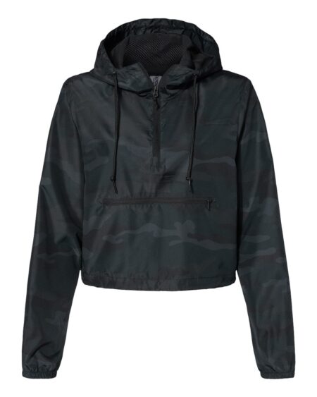 Independent Trading Co. EXP64CRP Women’s Lightweight Quarter-Zip Pullover Crop Windbreaker