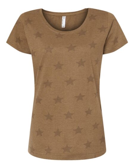 Code Five 3629 Women’s Star Print Scoop Neck Tee