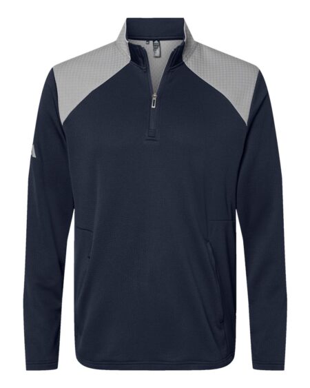 Adidas A532 Men’s Textured Mixed Media Quarter-Zip Pullover